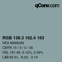 カラーコード: RGB 138.3 162.4 163 | qconv.com