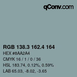 カラーコード: RGB 138.3 162.4 164 | qconv.com