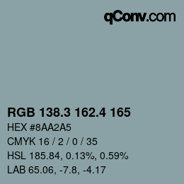 カラーコード: RGB 138.3 162.4 165 | qconv.com