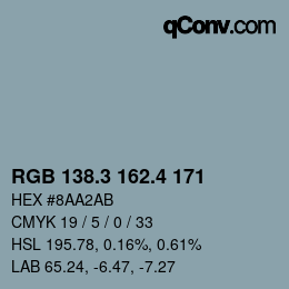 カラーコード: RGB 138.3 162.4 171 | qconv.com