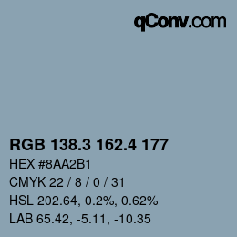カラーコード: RGB 138.3 162.4 177 | qconv.com