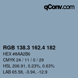 カラーコード: RGB 138.3 162.4 182 | qconv.com