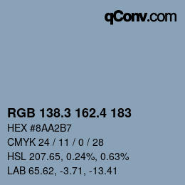 カラーコード: RGB 138.3 162.4 183 | qconv.com