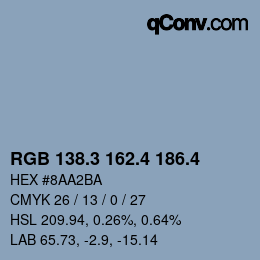 カラーコード: RGB 138.3 162.4 186.4 | qconv.com