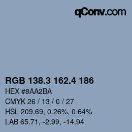 カラーコード: RGB 138.3 162.4 186 | qconv.com