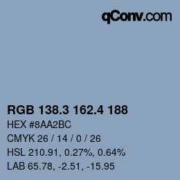 カラーコード: RGB 138.3 162.4 188 | qconv.com