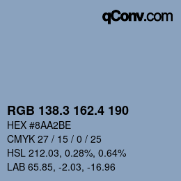 カラーコード: RGB 138.3 162.4 190 | qconv.com