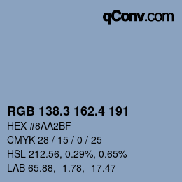 カラーコード: RGB 138.3 162.4 191 | qconv.com