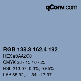 カラーコード: RGB 138.3 162.4 192 | qconv.com