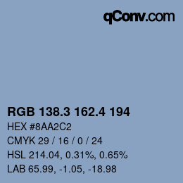 カラーコード: RGB 138.3 162.4 194 | qconv.com