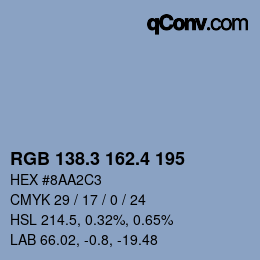 カラーコード: RGB 138.3 162.4 195 | qconv.com