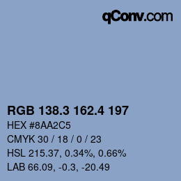 カラーコード: RGB 138.3 162.4 197 | qconv.com