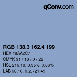 カラーコード: RGB 138.3 162.4 199 | qconv.com