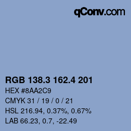 カラーコード: RGB 138.3 162.4 201 | qconv.com