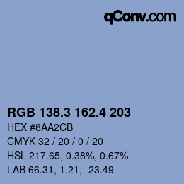 カラーコード: RGB 138.3 162.4 203 | qconv.com