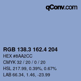 カラーコード: RGB 138.3 162.4 204 | qconv.com
