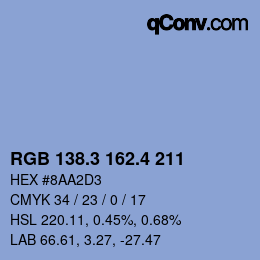 カラーコード: RGB 138.3 162.4 211 | qconv.com
