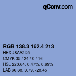 カラーコード: RGB 138.3 162.4 213 | qconv.com