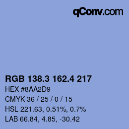 カラーコード: RGB 138.3 162.4 217 | qconv.com