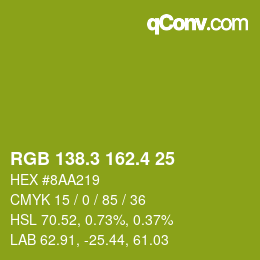 カラーコード: RGB 138.3 162.4 25 | qconv.com