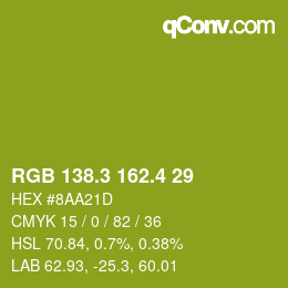 カラーコード: RGB 138.3 162.4 29 | qconv.com