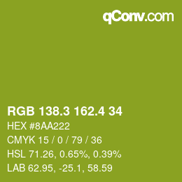カラーコード: RGB 138.3 162.4 34 | qconv.com