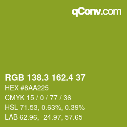 カラーコード: RGB 138.3 162.4 37 | qconv.com