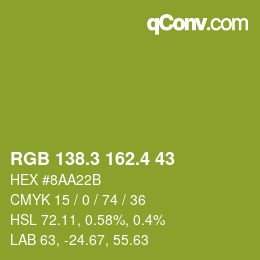 カラーコード: RGB 138.3 162.4 43 | qconv.com