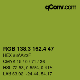 カラーコード: RGB 138.3 162.4 47 | qconv.com