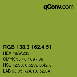 カラーコード: RGB 138.3 162.4 51 | qconv.com