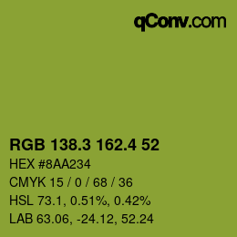 カラーコード: RGB 138.3 162.4 52 | qconv.com