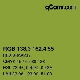 カラーコード: RGB 138.3 162.4 55 | qconv.com