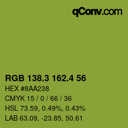 カラーコード: RGB 138.3 162.4 56 | qconv.com