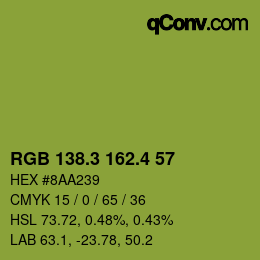 カラーコード: RGB 138.3 162.4 57 | qconv.com