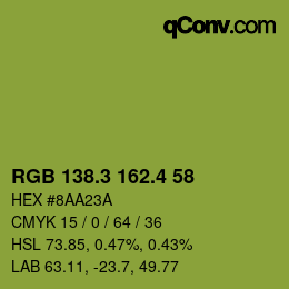 カラーコード: RGB 138.3 162.4 58 | qconv.com