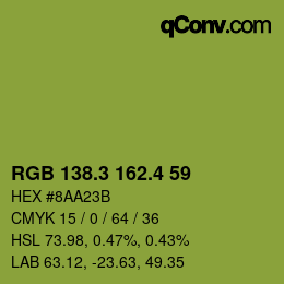 カラーコード: RGB 138.3 162.4 59 | qconv.com