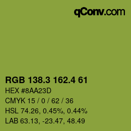 カラーコード: RGB 138.3 162.4 61 | qconv.com