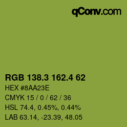 カラーコード: RGB 138.3 162.4 62 | qconv.com