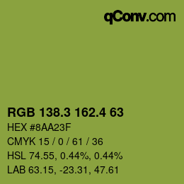 カラーコード: RGB 138.3 162.4 63 | qconv.com