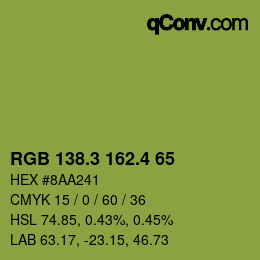 カラーコード: RGB 138.3 162.4 65 | qconv.com
