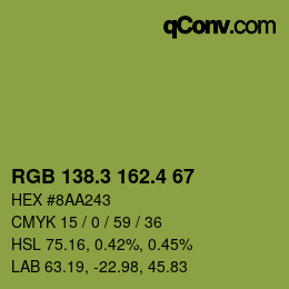 カラーコード: RGB 138.3 162.4 67 | qconv.com