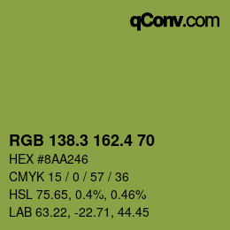 カラーコード: RGB 138.3 162.4 70 | qconv.com