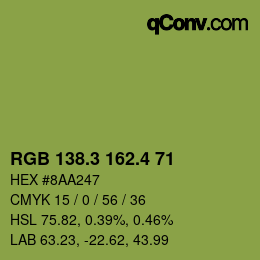 カラーコード: RGB 138.3 162.4 71 | qconv.com