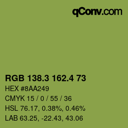 カラーコード: RGB 138.3 162.4 73 | qconv.com