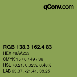 カラーコード: RGB 138.3 162.4 83 | qconv.com