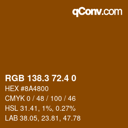 カラーコード: RGB 138.3 72.4 0 | qconv.com