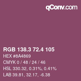 カラーコード: RGB 138.3 72.4 105 | qconv.com
