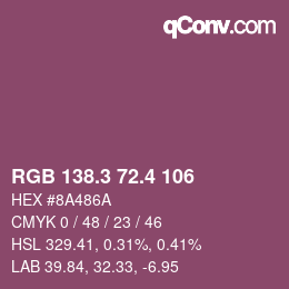 カラーコード: RGB 138.3 72.4 106 | qconv.com