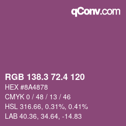カラーコード: RGB 138.3 72.4 120 | qconv.com