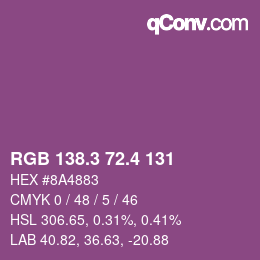 カラーコード: RGB 138.3 72.4 131 | qconv.com